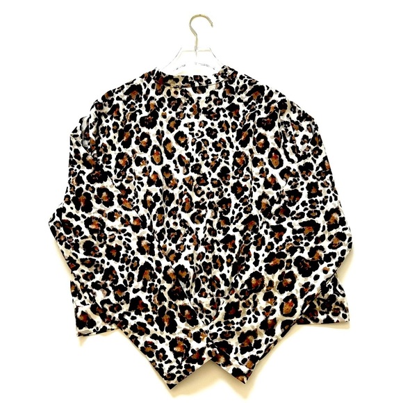 Rachel Roy Leopard Blouse Jacket Shirt Top Cropped NWT Brown Size Extra Large XL - Picture 8 of 10